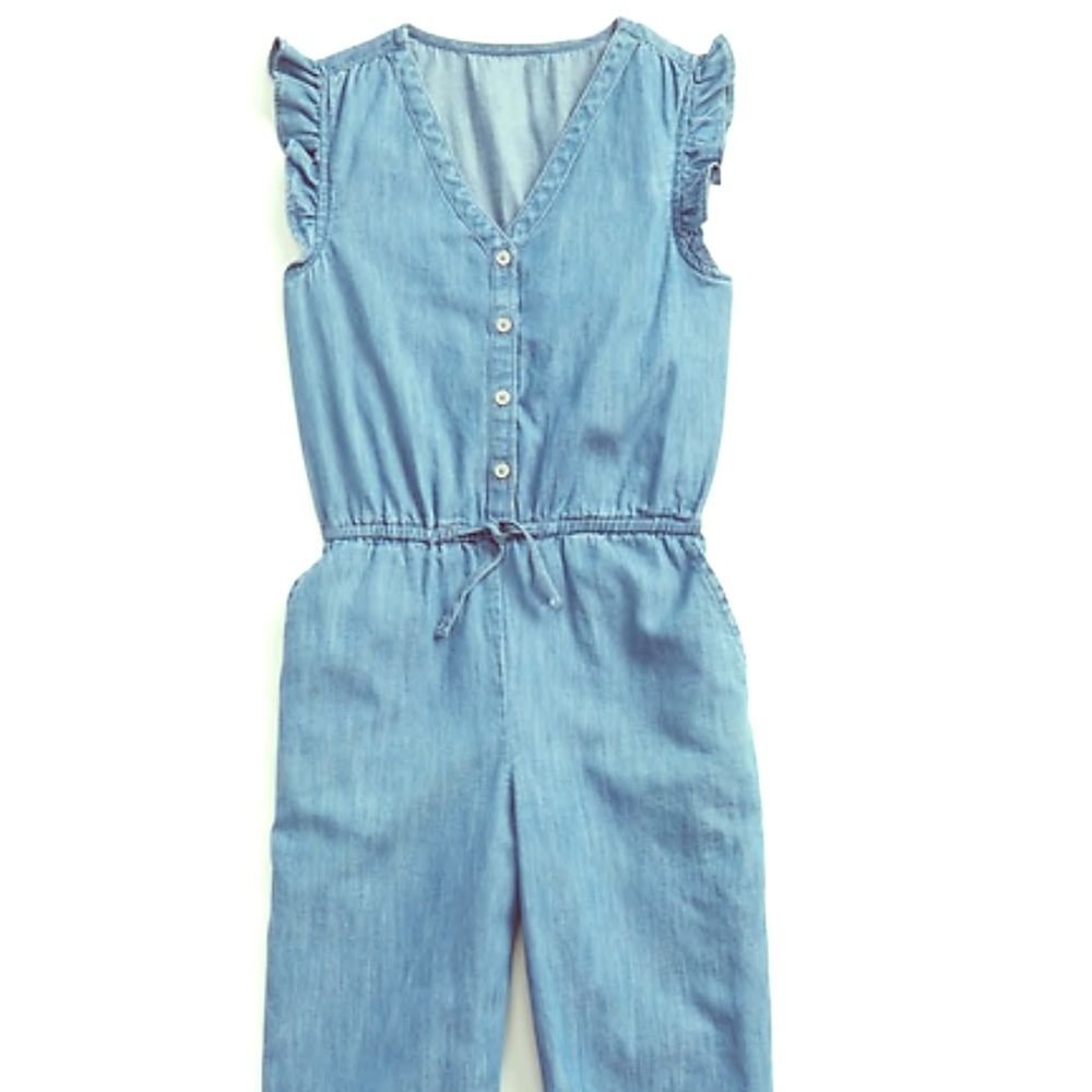 Girls Chambray Jumpsuit